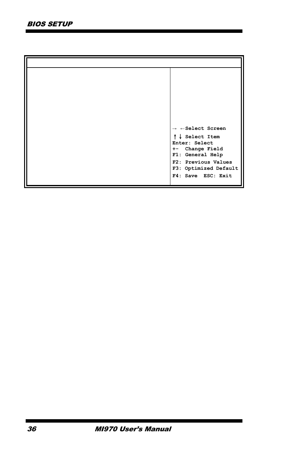 Bios setup, Mi970 user’s manual | IBASE MI970 User Manual | Page 40 / 76