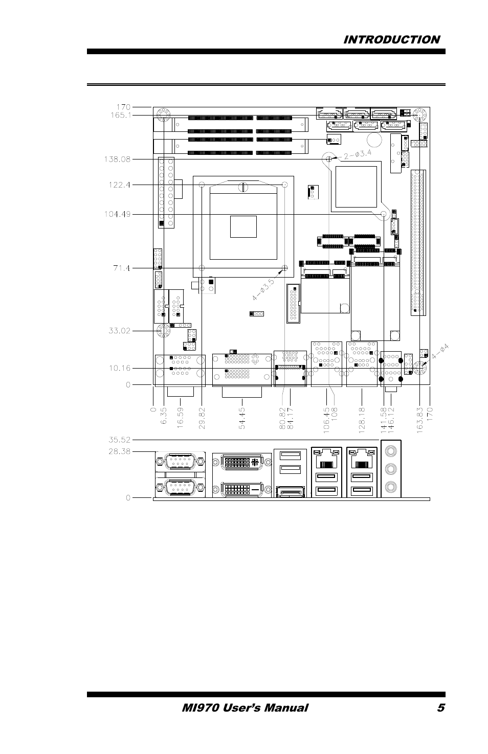 Board dimensions | IBASE MI970 User Manual | Page 9 / 76