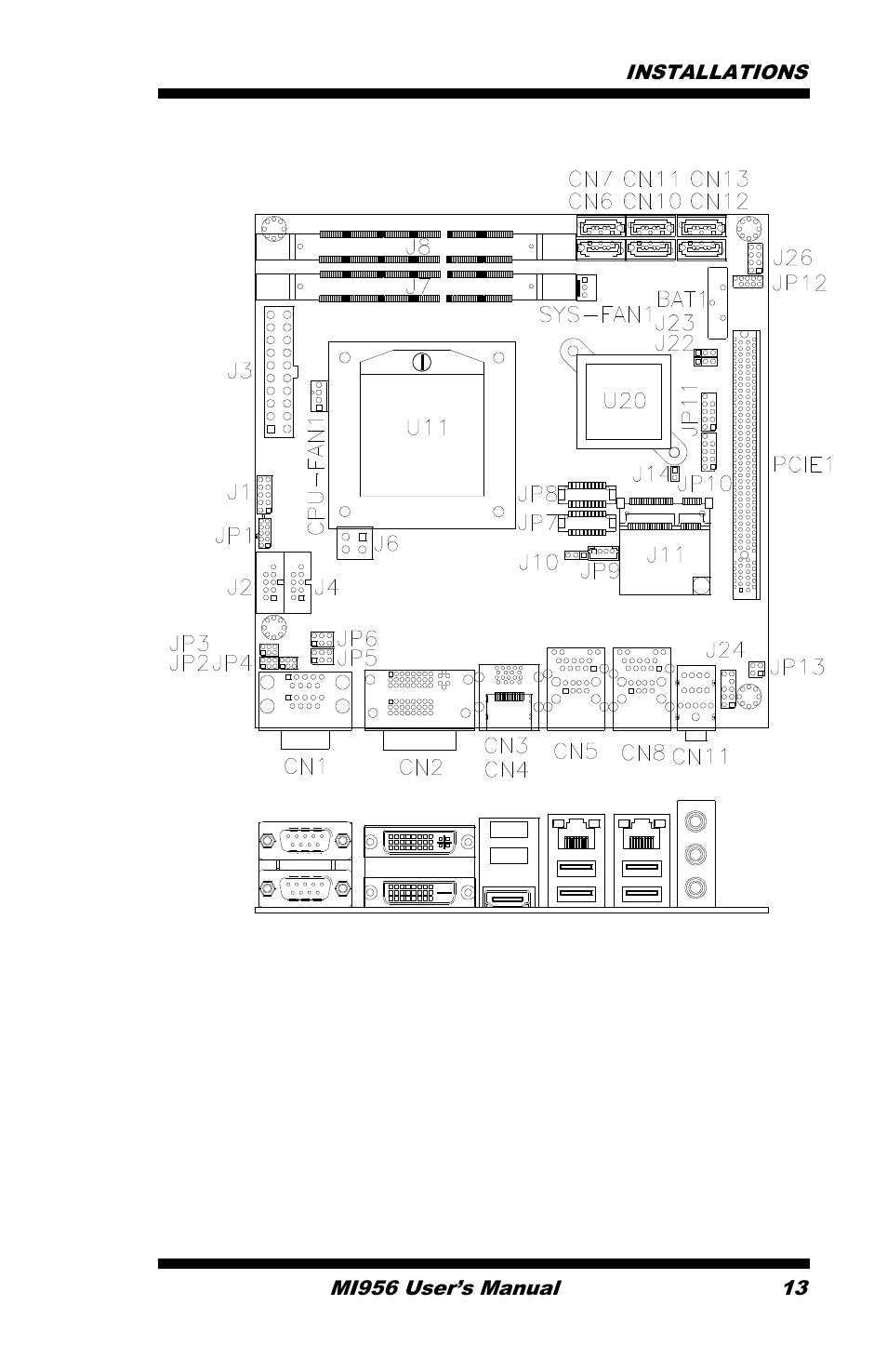 Connector locations on mi956 | IBASE MI956 User Manual | Page 17 / 76