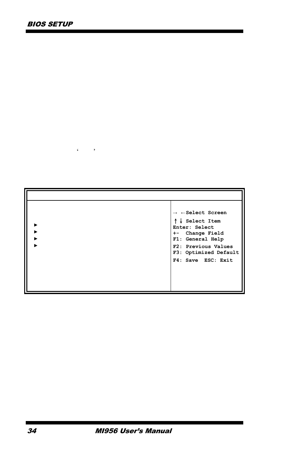 Bios setup 34, Mi956 user’s manual | IBASE MI956 User Manual | Page 38 / 76