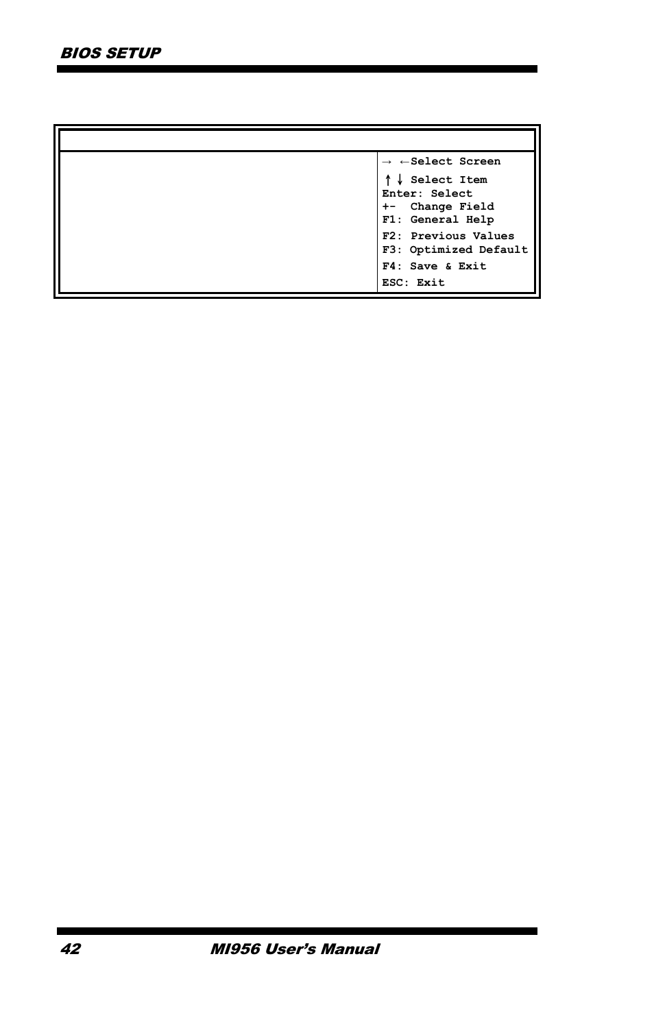 Lcd control, Bios setup 42, Mi956 user’s manual | IBASE MI956 User Manual | Page 46 / 76