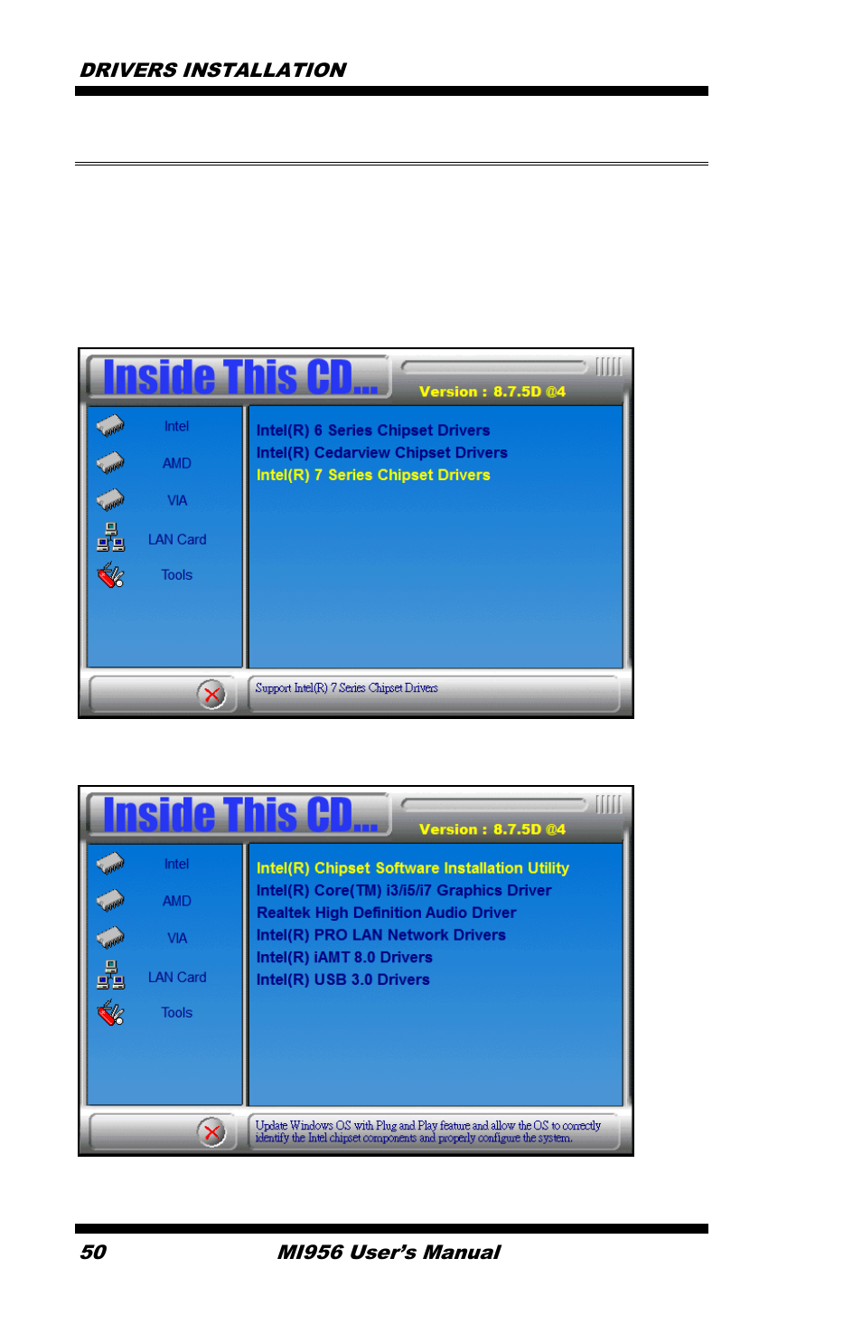 Intel chipset software installation utility | IBASE MI956 User Manual | Page 54 / 76