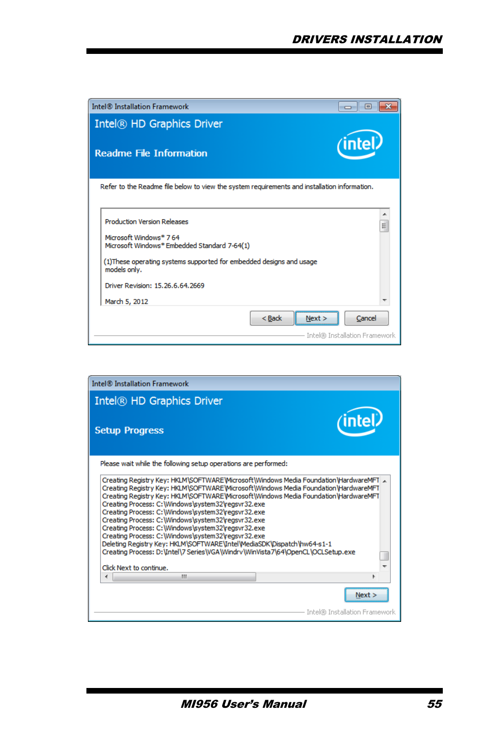 On setup progress screen, click next to continue | IBASE MI956 User Manual | Page 59 / 76