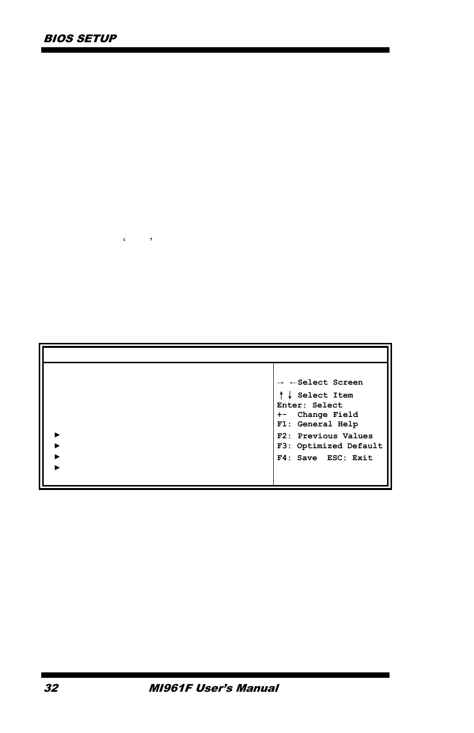 Bios setup, Mi961f user’s manual | IBASE MI961 User Manual | Page 36 / 64