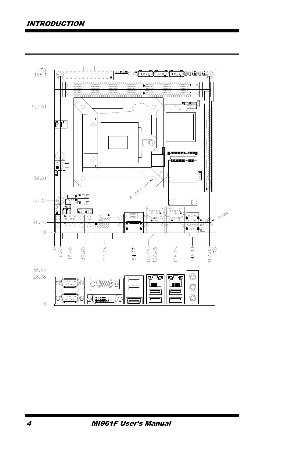 Board dimensions | IBASE MI961 User Manual | Page 8 / 64