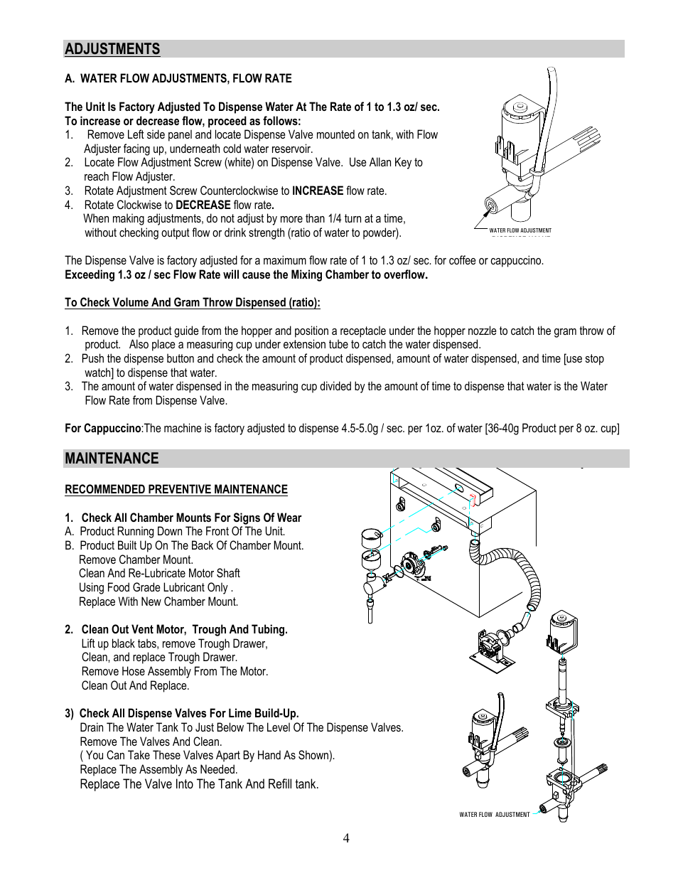 Adjustments, Maintenance | Cecilware GB1HC-CP-PC User Manual | Page 4 / 12