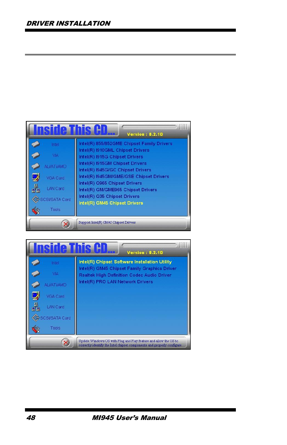 Intel chipset software installation utility | IBASE MI945 User Manual | Page 52 / 64
