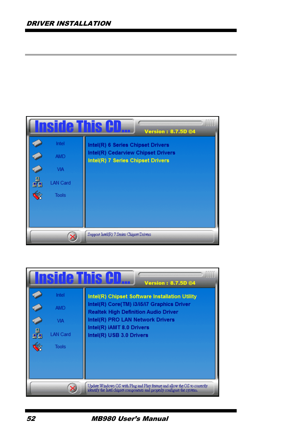 Intel chipset software installation utility | IBASE MB980 User Manual | Page 56 / 80