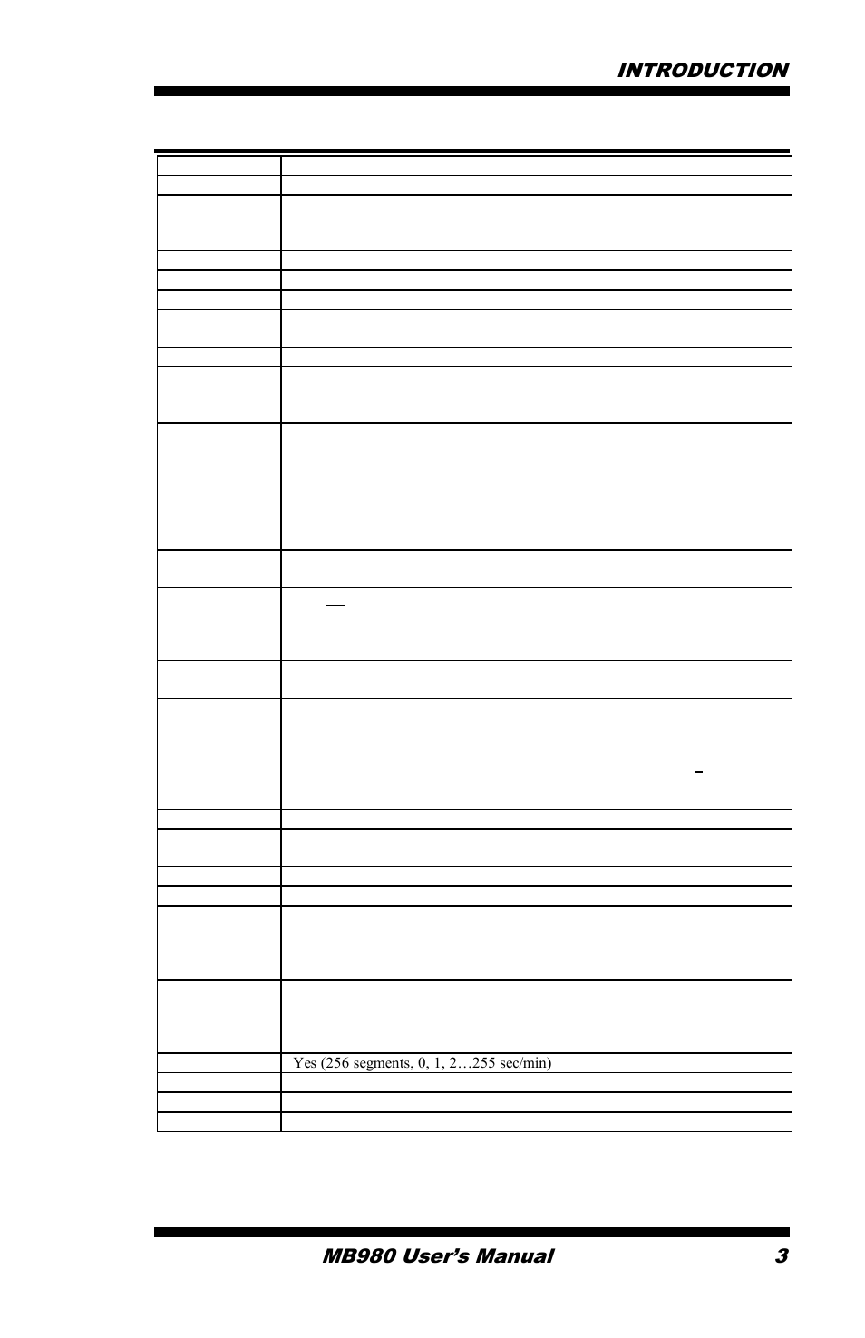Mb980 specifications, Introduction mb980 user’s manual 3 | IBASE MB980 User Manual | Page 7 / 80