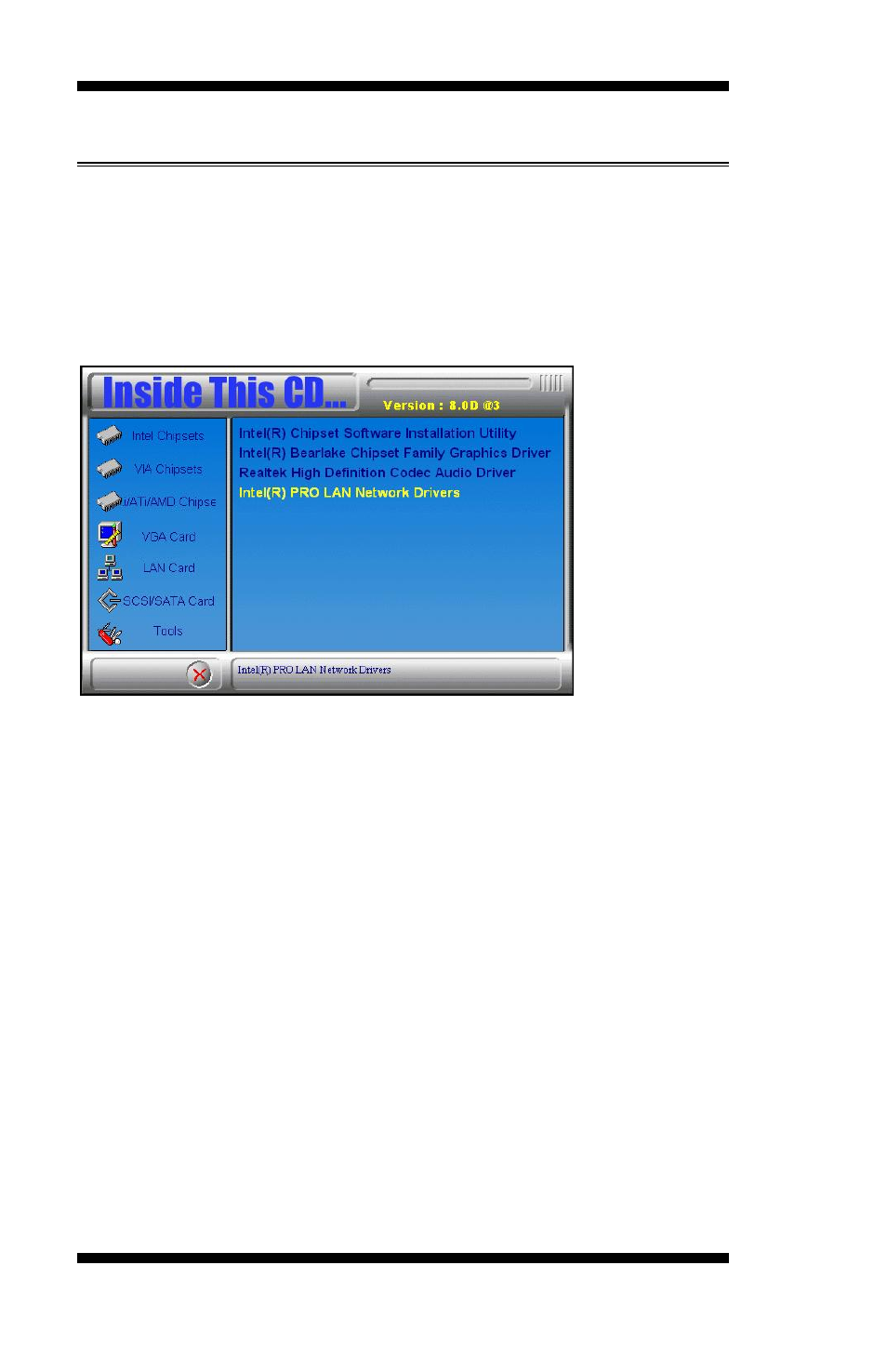 Intel lan drivers installation, Lan drivers installation, Drivers installation | IBASE MB930 User Manual | Page 64 / 68