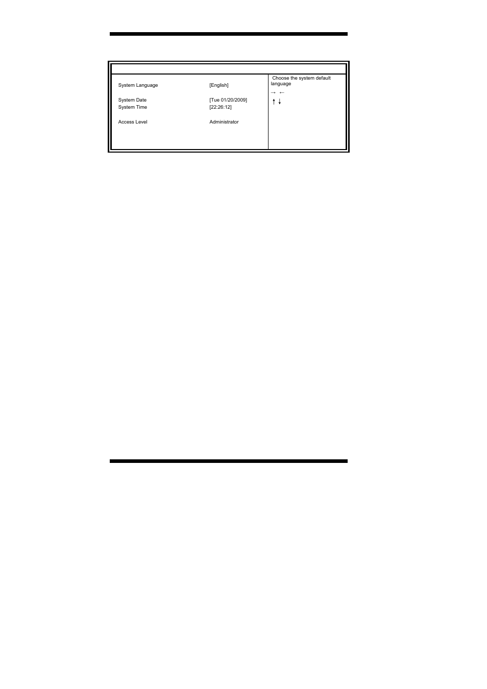 Main settings, System language choose the system default language, Bios setup | Mb960 user’s manual | IBASE MB960 User Manual | Page 26 / 65