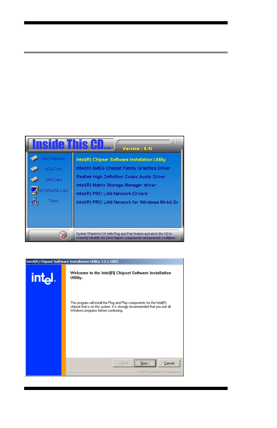 Intel 945g chipset software installation utility | IBASE MB886 User Manual | Page 54 / 60