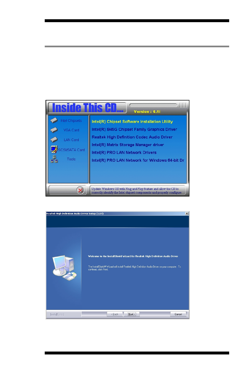 Realtek codec audio driver installation | IBASE MB886 User Manual | Page 57 / 60