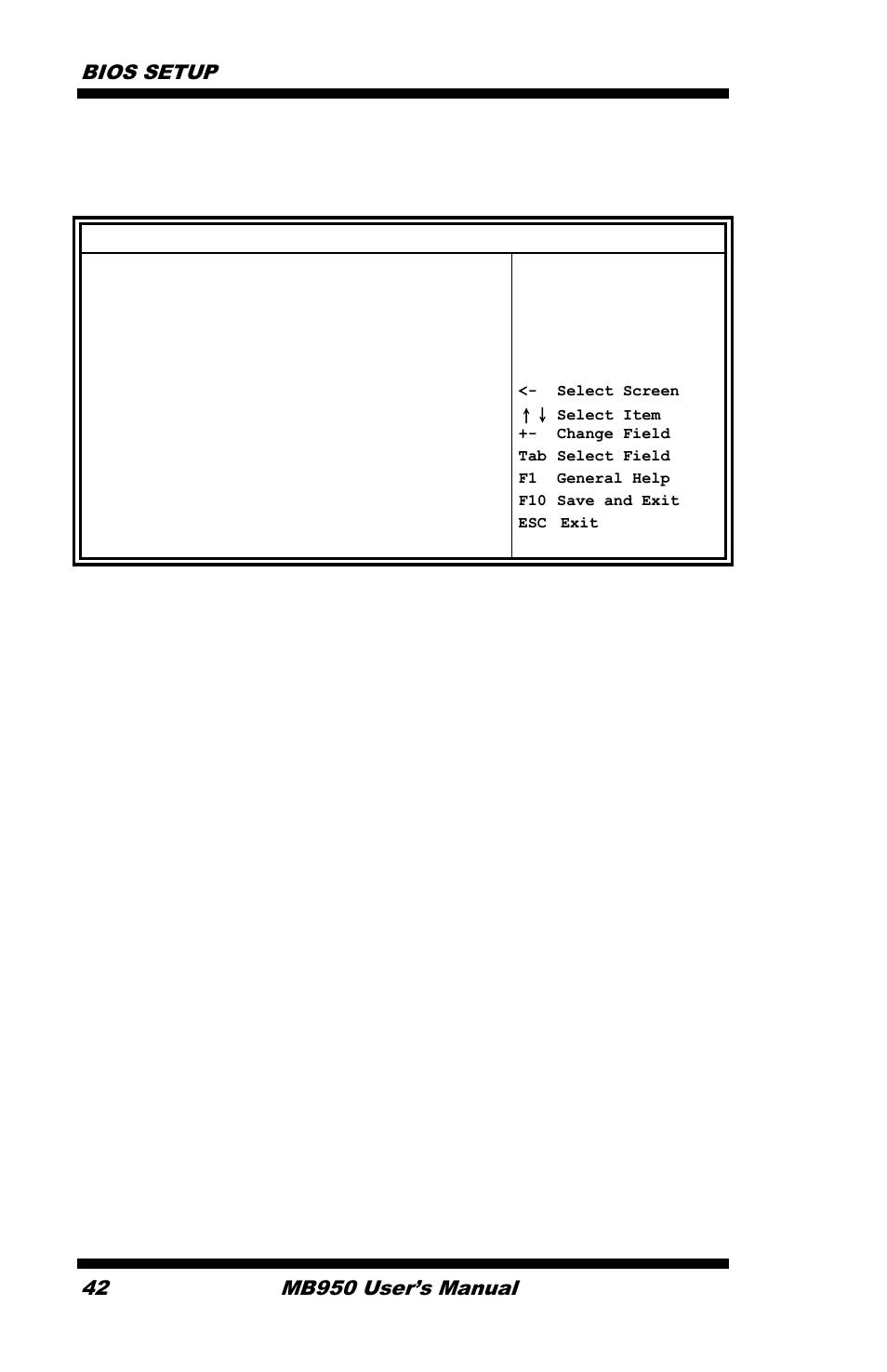 Exit setup, Load optimal defaults, Load failsafe defaults | Bios setup, Mb950 user’s manual | IBASE MB950 User Manual | Page 46 / 65