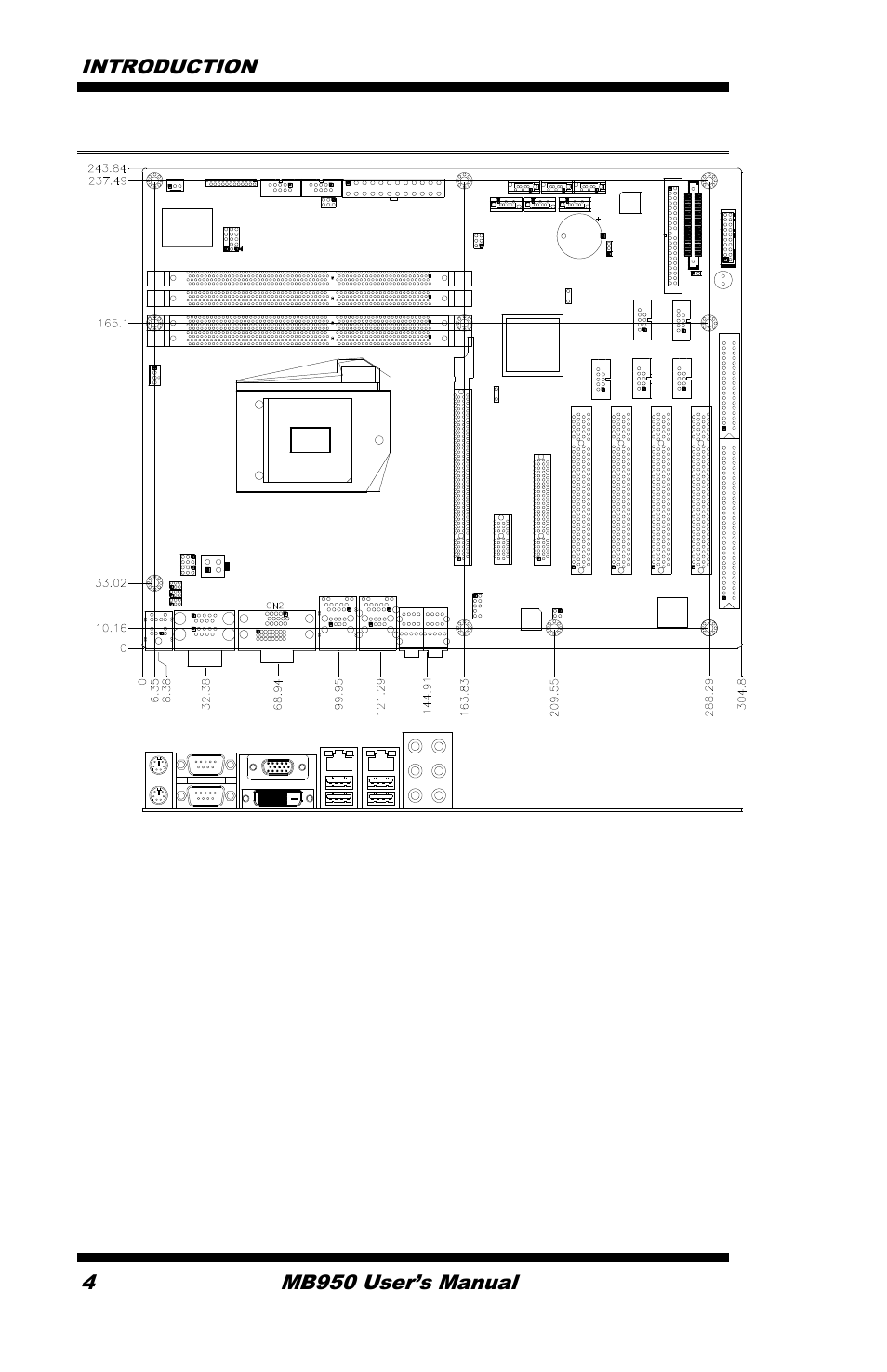 Board dimensions | IBASE MB950 User Manual | Page 8 / 65