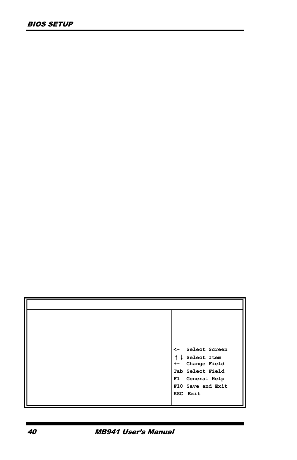 Bios setup 40, Mb941 user’s manual | IBASE MB941 User Manual | Page 44 / 70