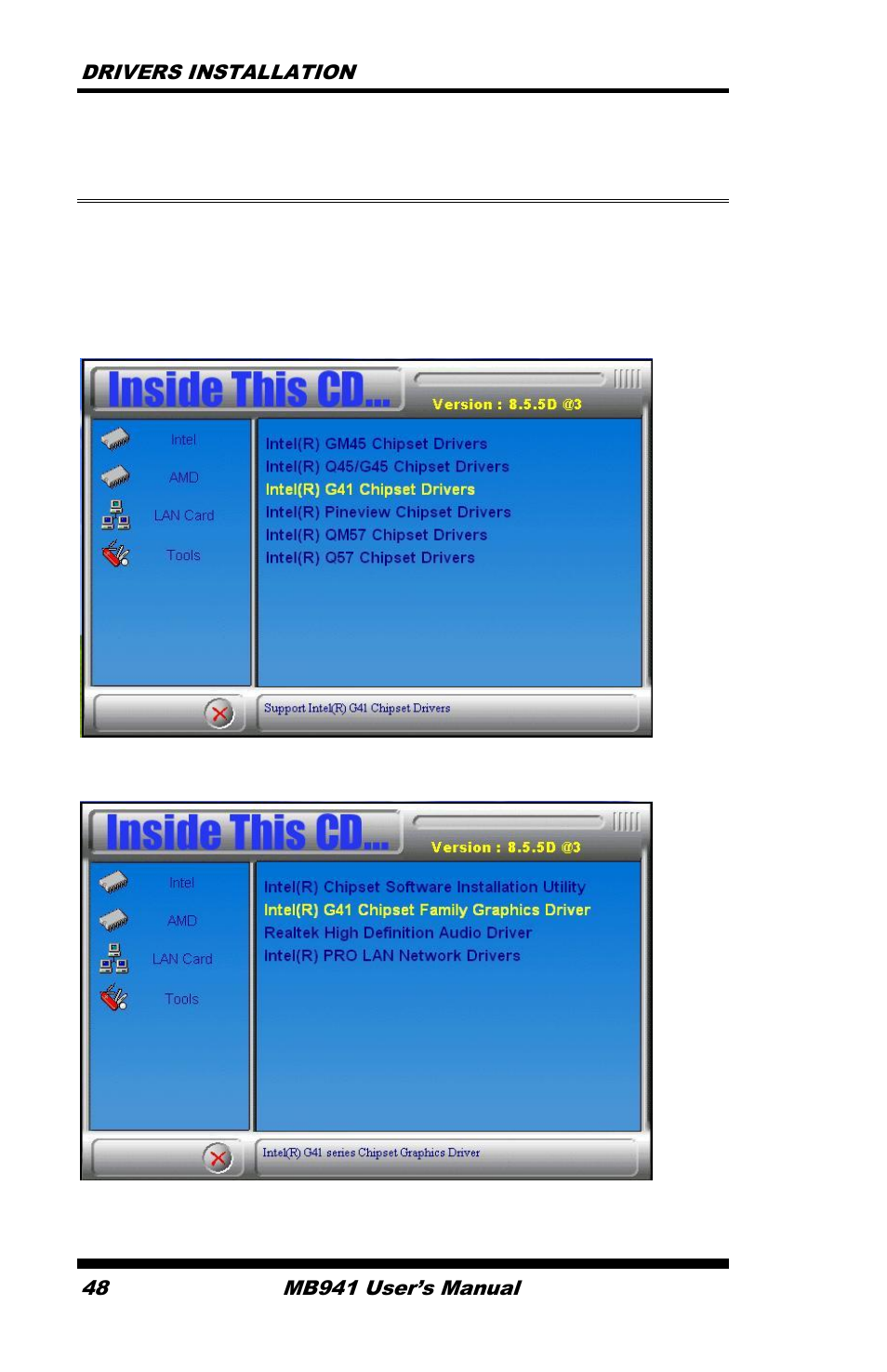 Click intel g41 chipset family graphics driver | IBASE MB941 User Manual | Page 52 / 70