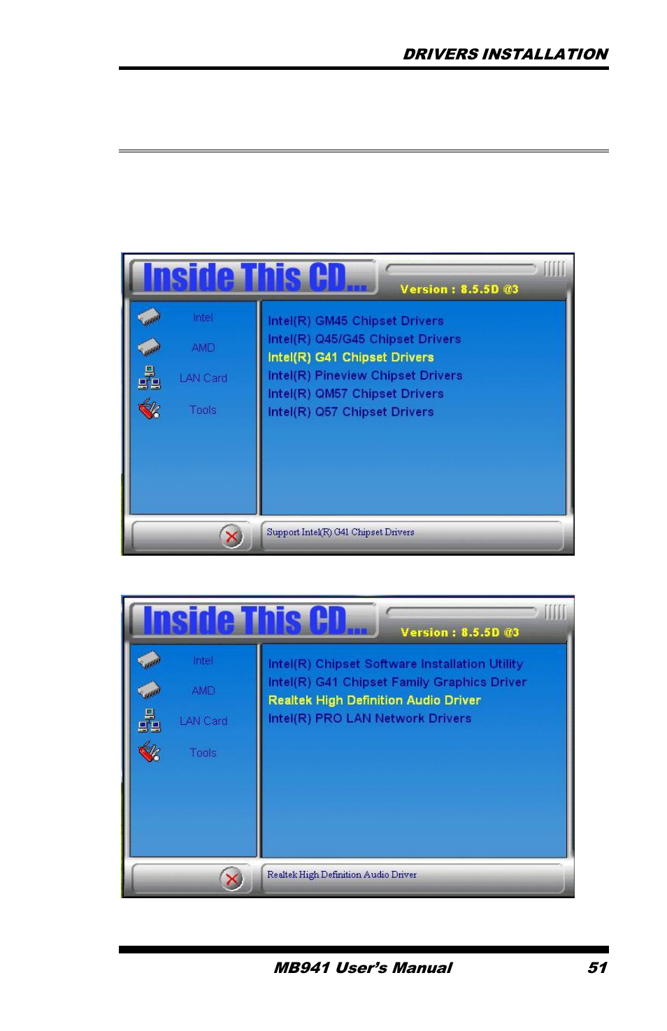 Realtek high definition audio driver installation | IBASE MB941 User Manual | Page 55 / 70