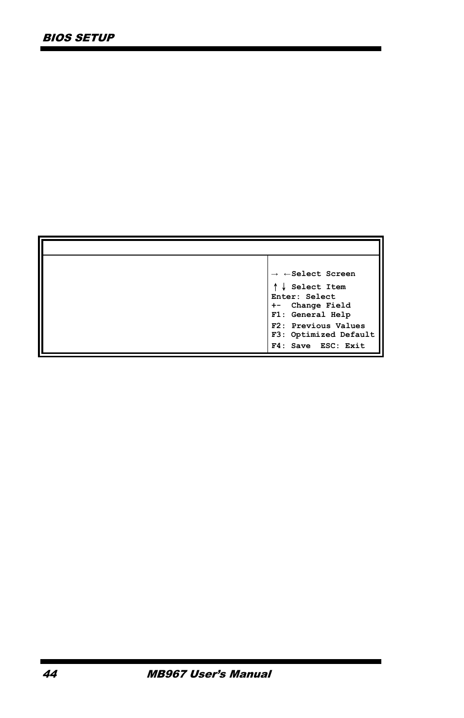 Bios setup, Mb967 user’s manual | IBASE MB967 User Manual | Page 44 / 76