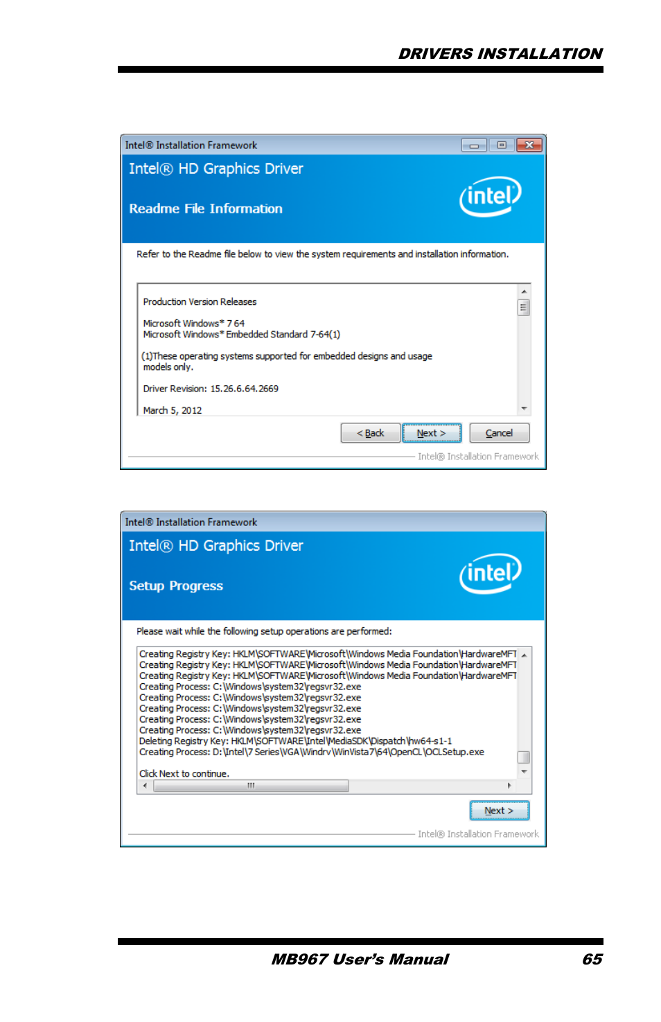 On setup progress screen, click next to continue | IBASE MB967 User Manual | Page 65 / 76