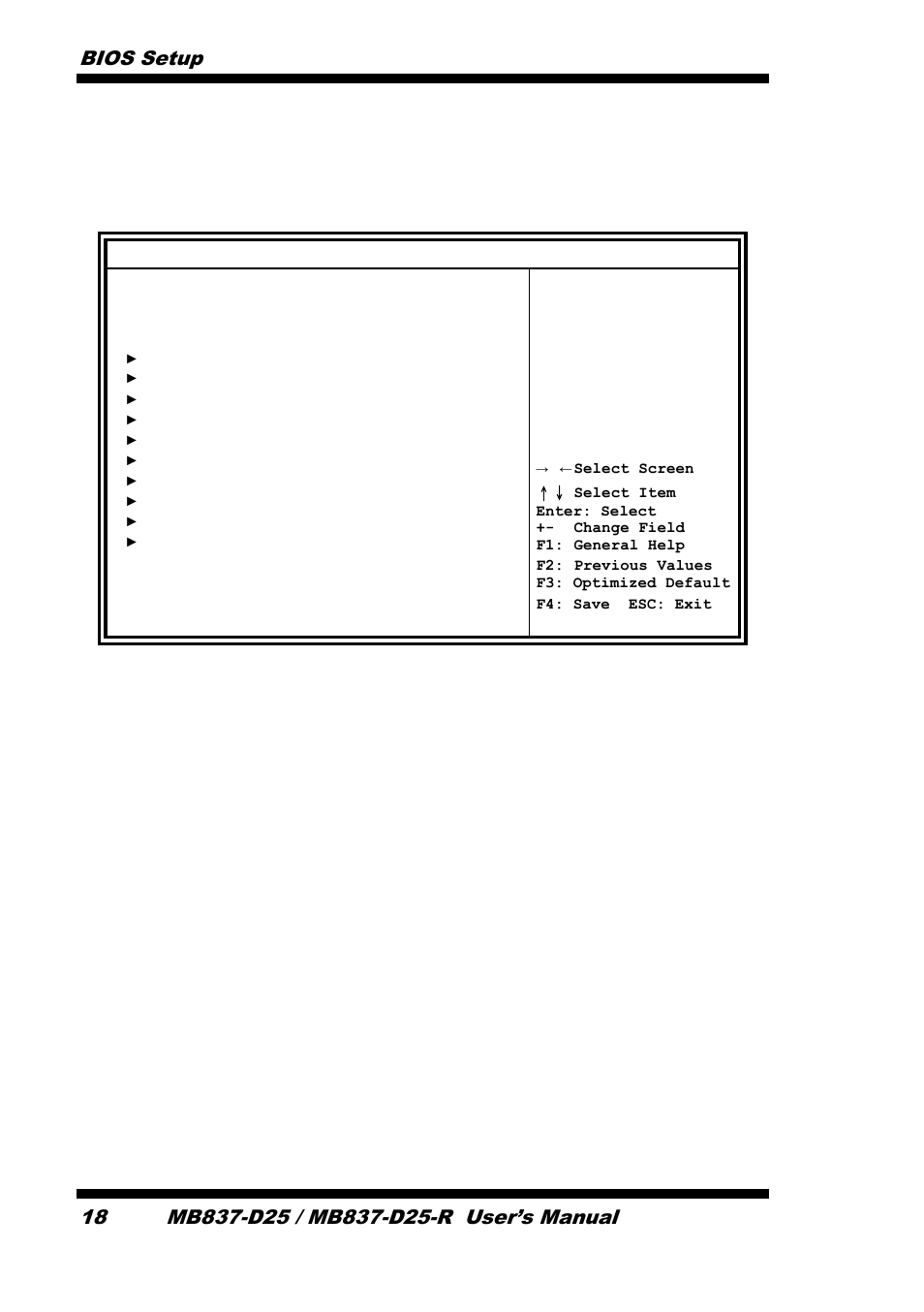 Advanced settings, Bios setup 18 | IBASE MB837-D25 User Manual | Page 24 / 61