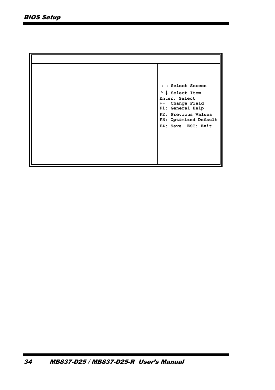 Save & exit settings, Bios setup 34 | IBASE MB837-D25 User Manual | Page 40 / 61