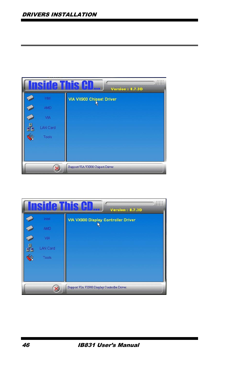 Via vx900 vga driver installation | IBASE IB831 User Manual | Page 50 / 54