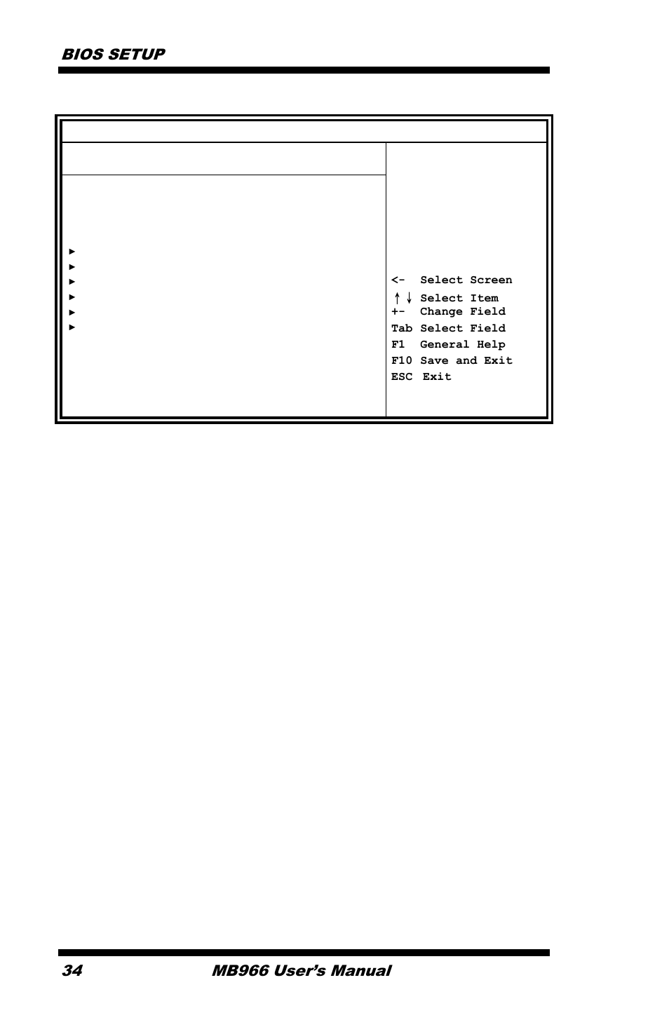 Bios setup, Mb966 user’s manual | IBASE MB966 User Manual | Page 40 / 68