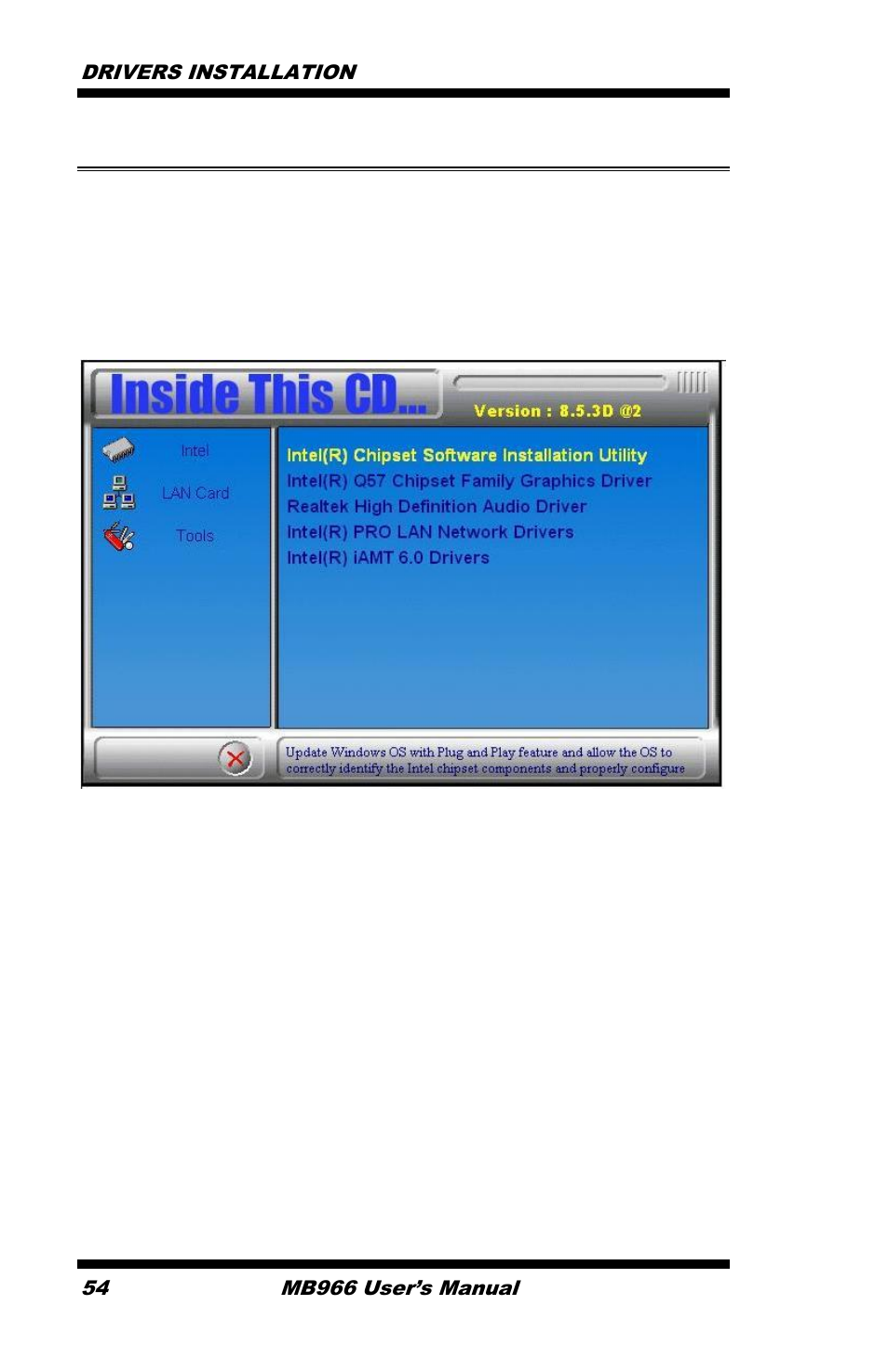 Intel chipset software installation utility | IBASE MB966 User Manual | Page 60 / 68