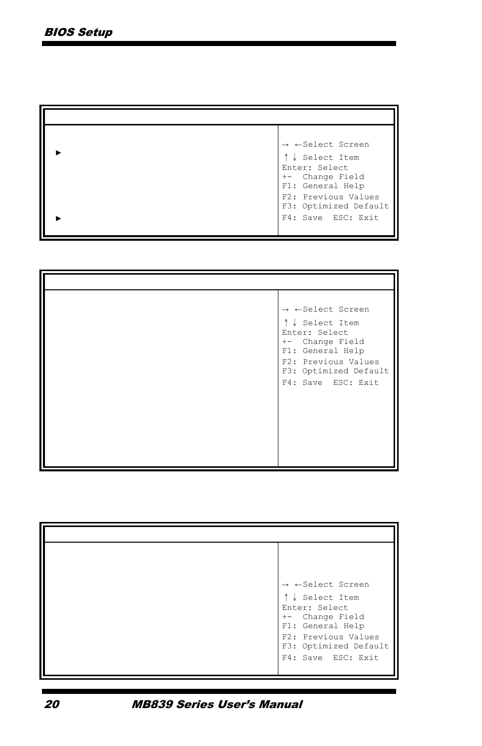 Serial port console redirection, Console redirection setting, Bios setup 20 | Mb839 series user’s manual, Advanced | IBASE MB839 User Manual | Page 26 / 53