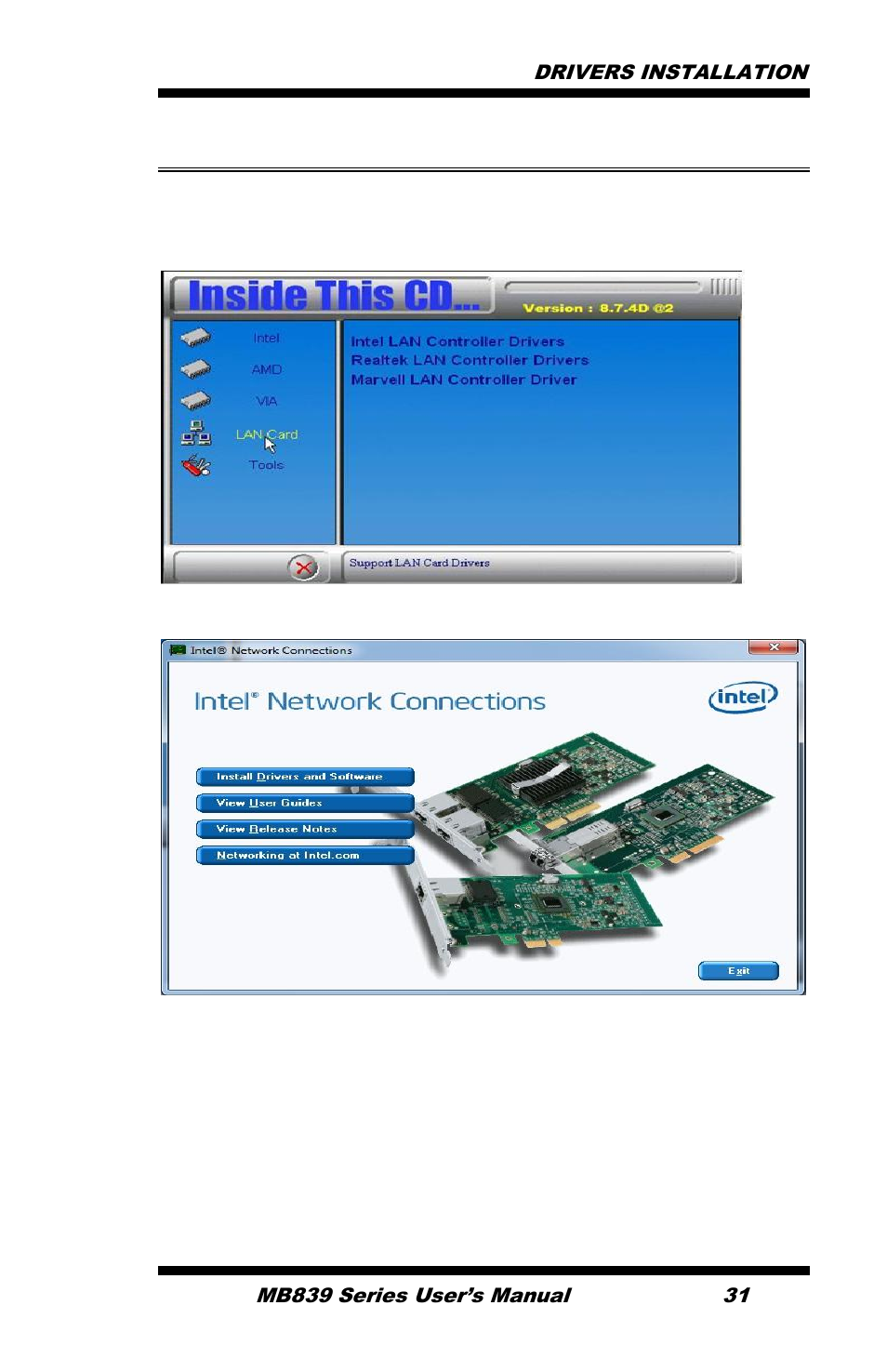 Lan drivers installation | IBASE MB839 User Manual | Page 37 / 53