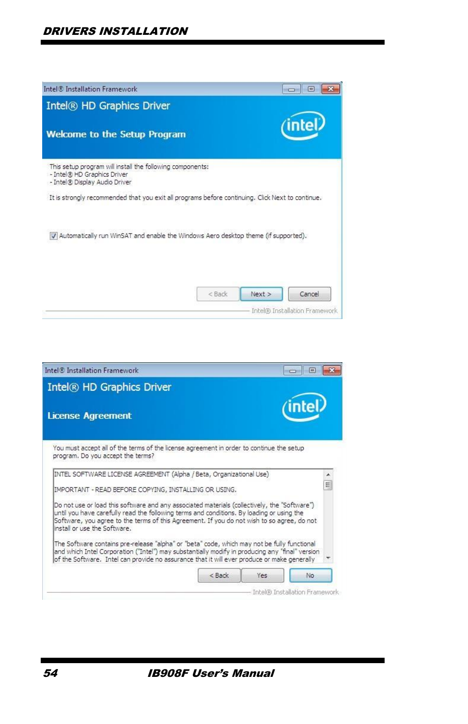 Drivers installation, Ib908f user’s manual | IBASE IB908 User Manual | Page 58 / 76