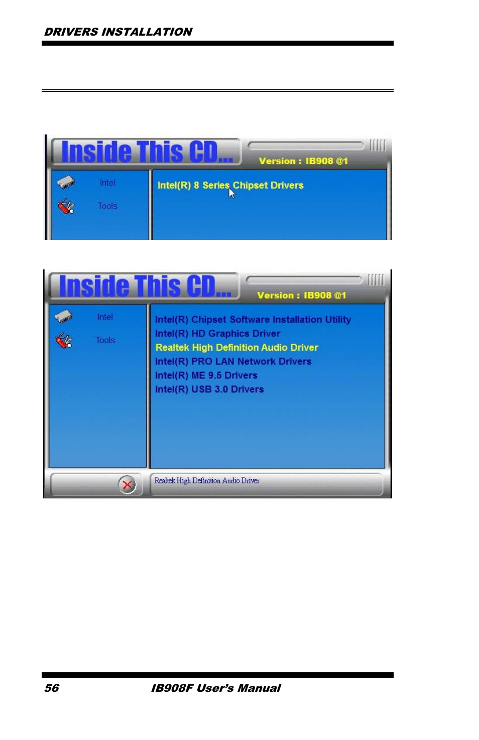 Realtek hd audio driver installation | IBASE IB908 User Manual | Page 60 / 76
