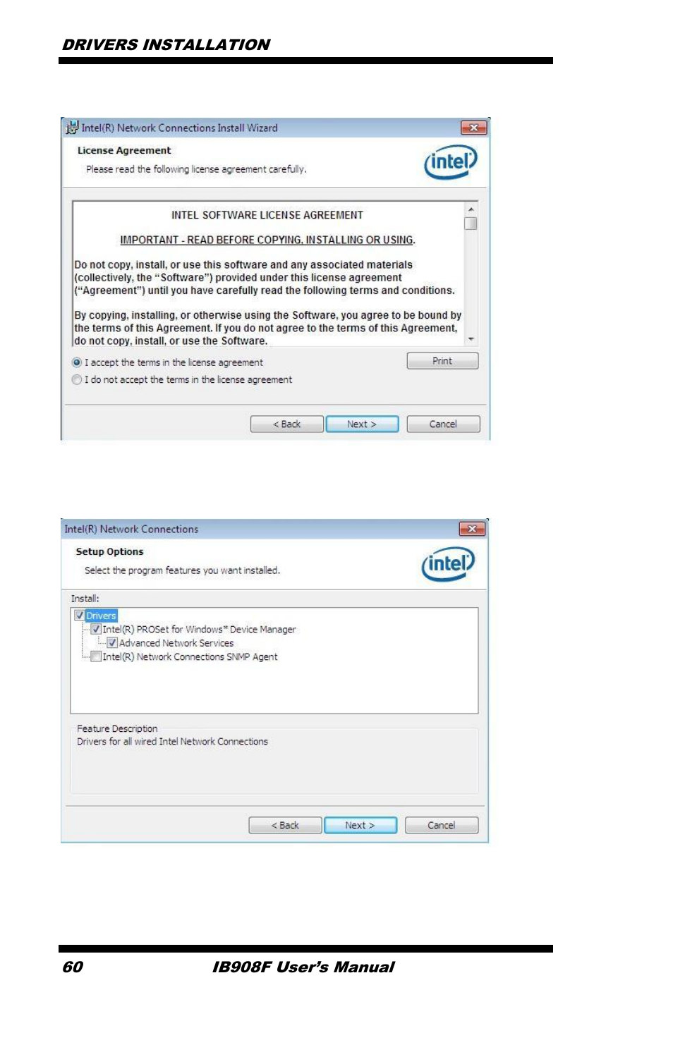 Click next to to agree with the license agreement | IBASE IB908 User Manual | Page 64 / 76