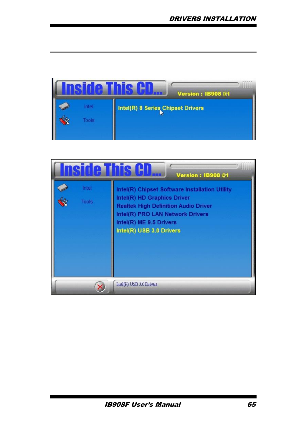 Intel® usb 3.0 drivers | IBASE IB908 User Manual | Page 69 / 76