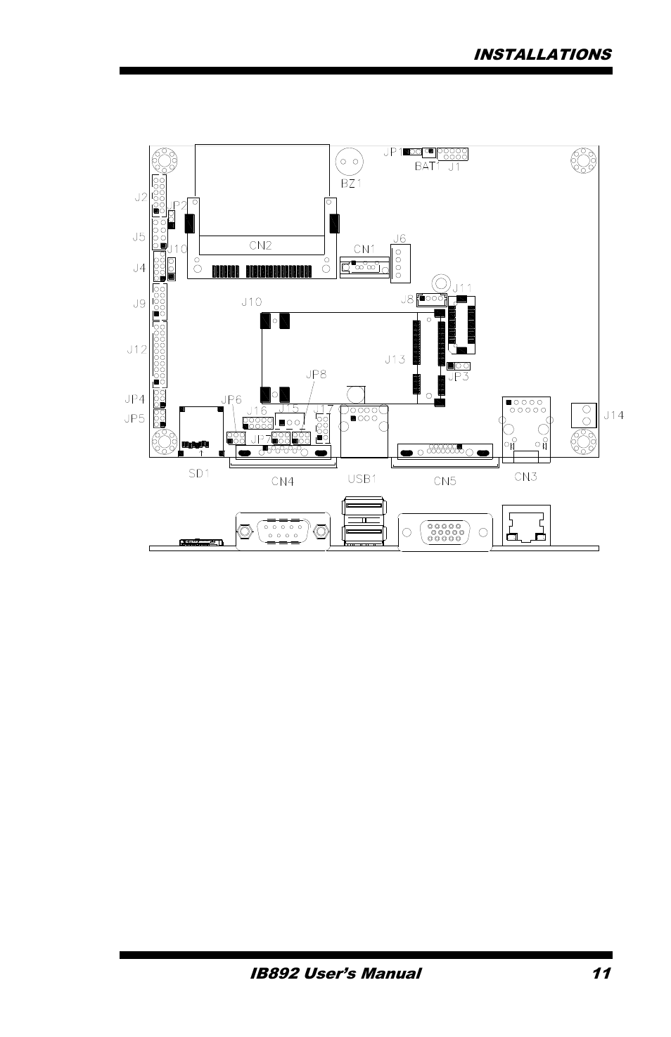 Connector locations on ib892 | IBASE IB892 User Manual | Page 15 / 56