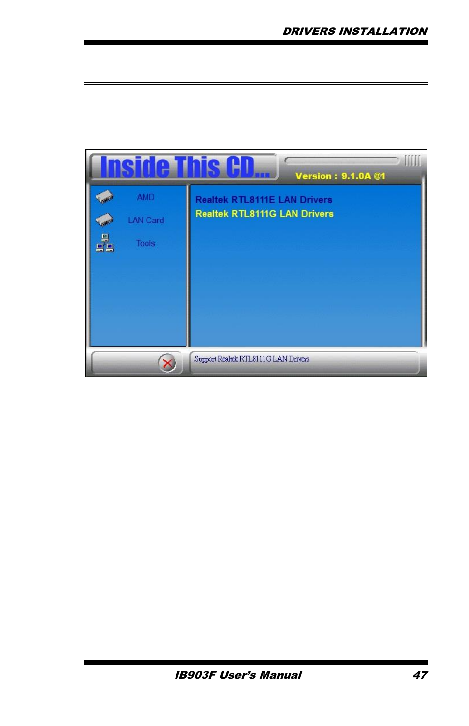 Lan drivers installation | IBASE IB903 User Manual | Page 51 / 58