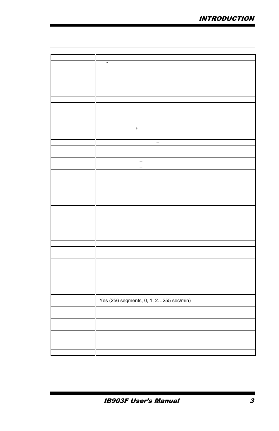 Ib903f specifications, Introduction ib903f user’s manual 3 | IBASE IB903 User Manual | Page 7 / 58