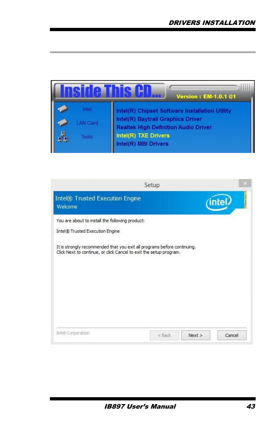 Intel trusted execution engine installation | IBASE IB897 User Manual | Page 47 / 64