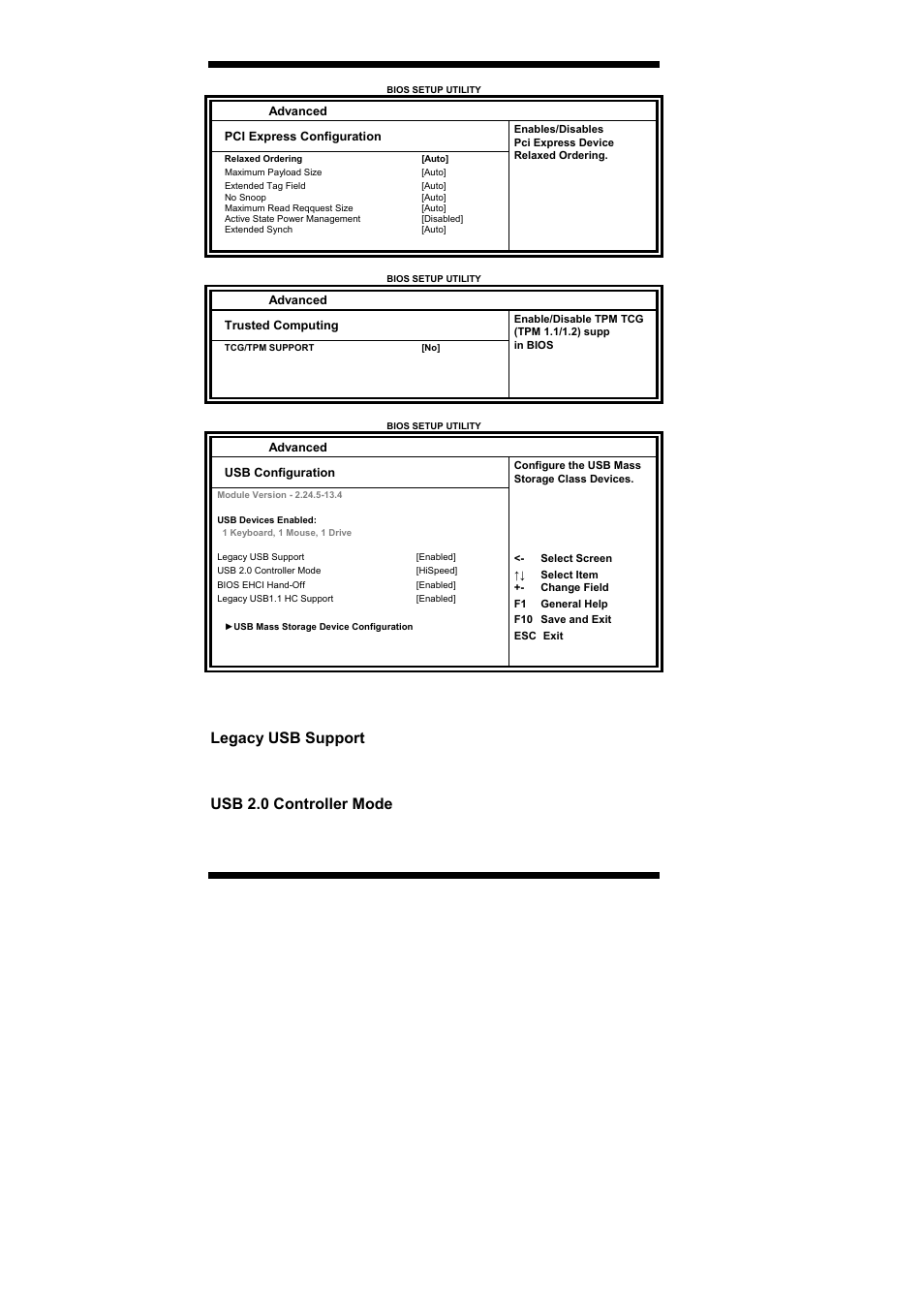 Legacy usb support, Usb 2.0 controller mode, Bios setup 24 | Ib889 user’s manual | IBASE IB889 User Manual | Page 28 / 56