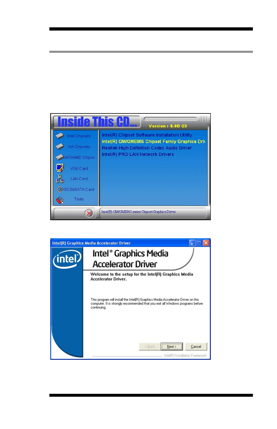 Vga drivers installation | IBASE IB950 User Manual | Page 53 / 63