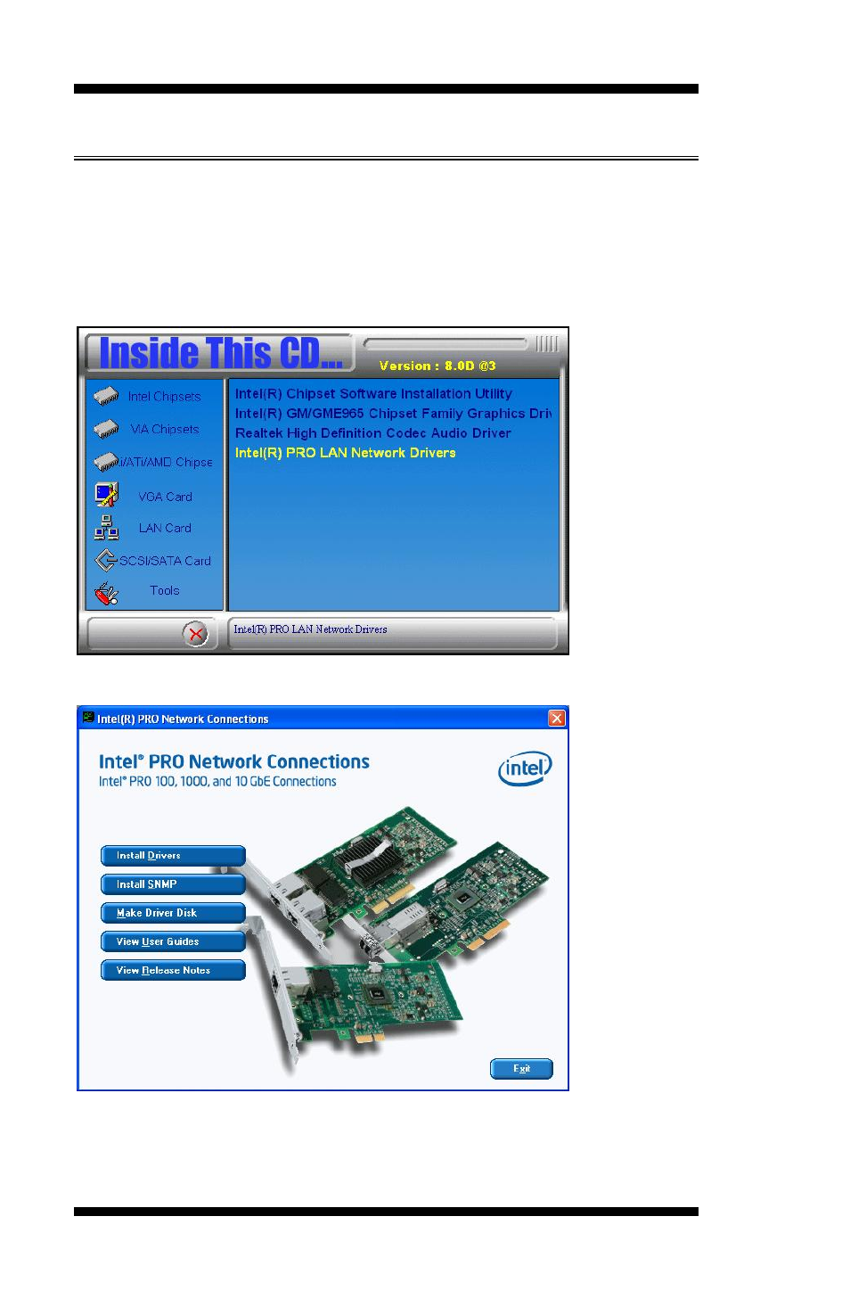 Lan drivers installation, Click install base software to continue, Driver installation | IBASE IB950 User Manual | Page 56 / 63