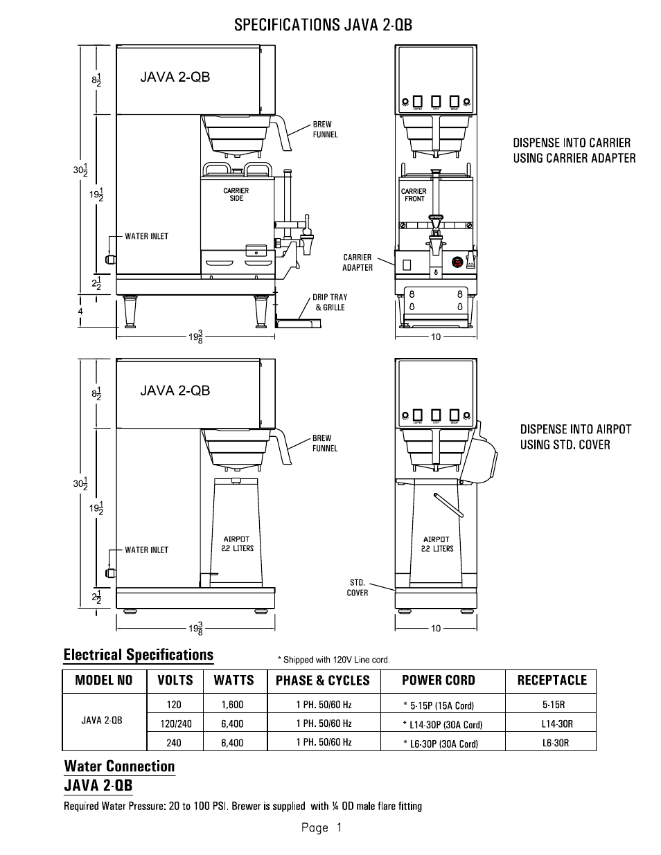 Cecilware JAVA 2-QB User Manual | Page 2 / 17