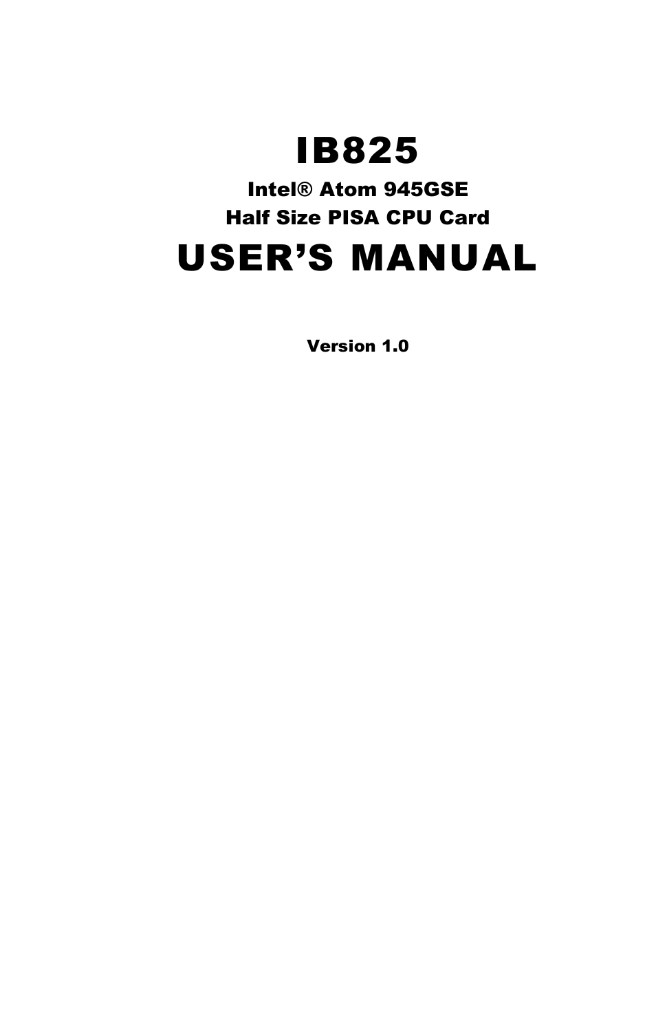 IBASE IB825 User Manual | 68 pages