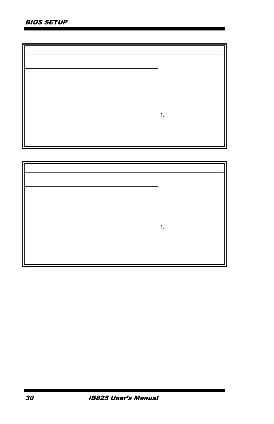 Bios setup 30, Ib825 user’s manual | IBASE IB825 User Manual | Page 34 / 68