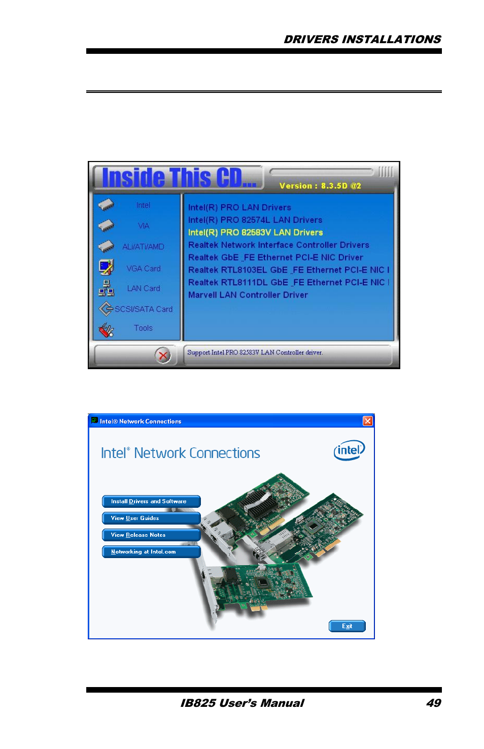 Lan drivers installation | IBASE IB825 User Manual | Page 53 / 68