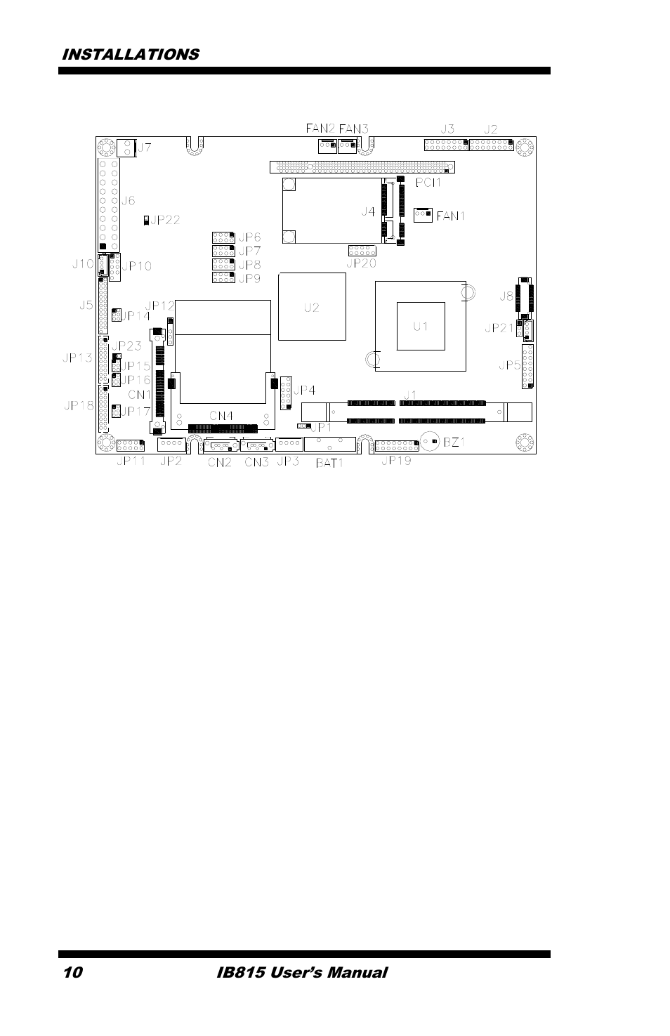 Connector locations on ib815 | IBASE IB815 User Manual | Page 14 / 63