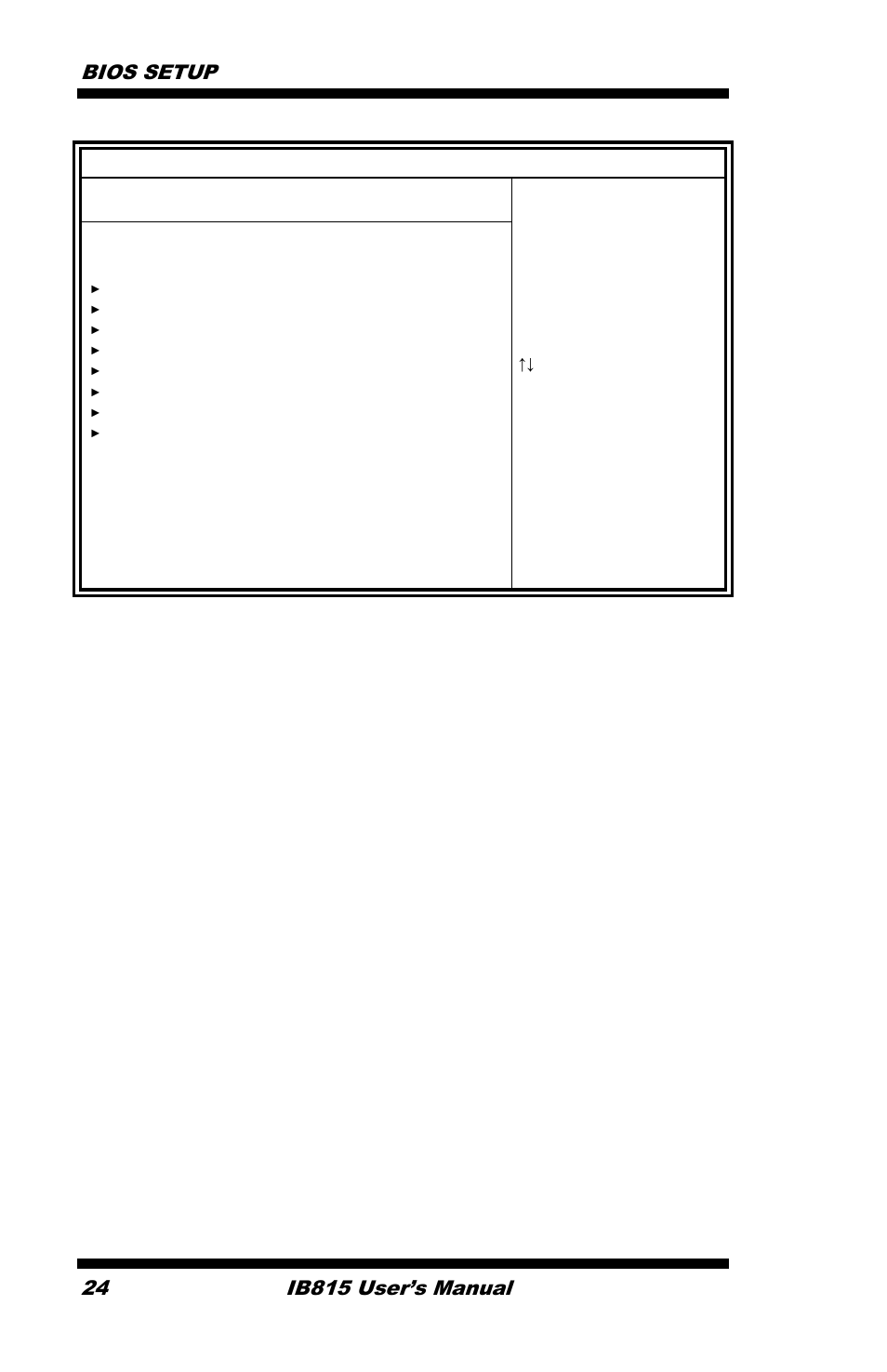 Bios setup 24, Ib815 user’s manual | IBASE IB815 User Manual | Page 28 / 63