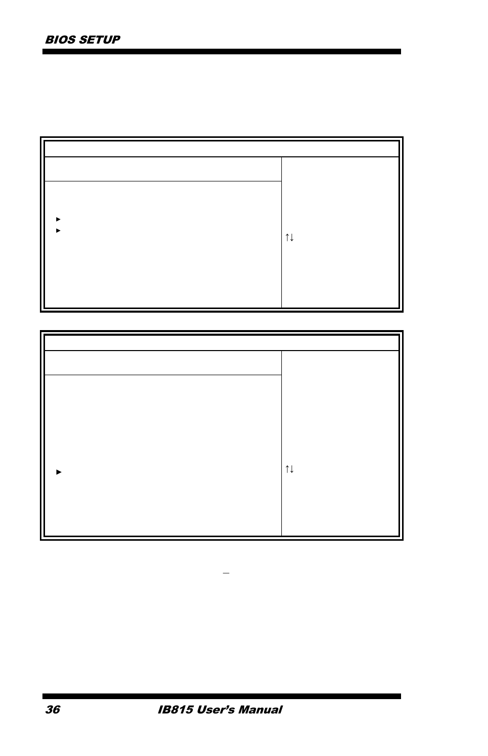 Advanced chipset settings, Bios setup 36, Ib815 user’s manual | IBASE IB815 User Manual | Page 40 / 63