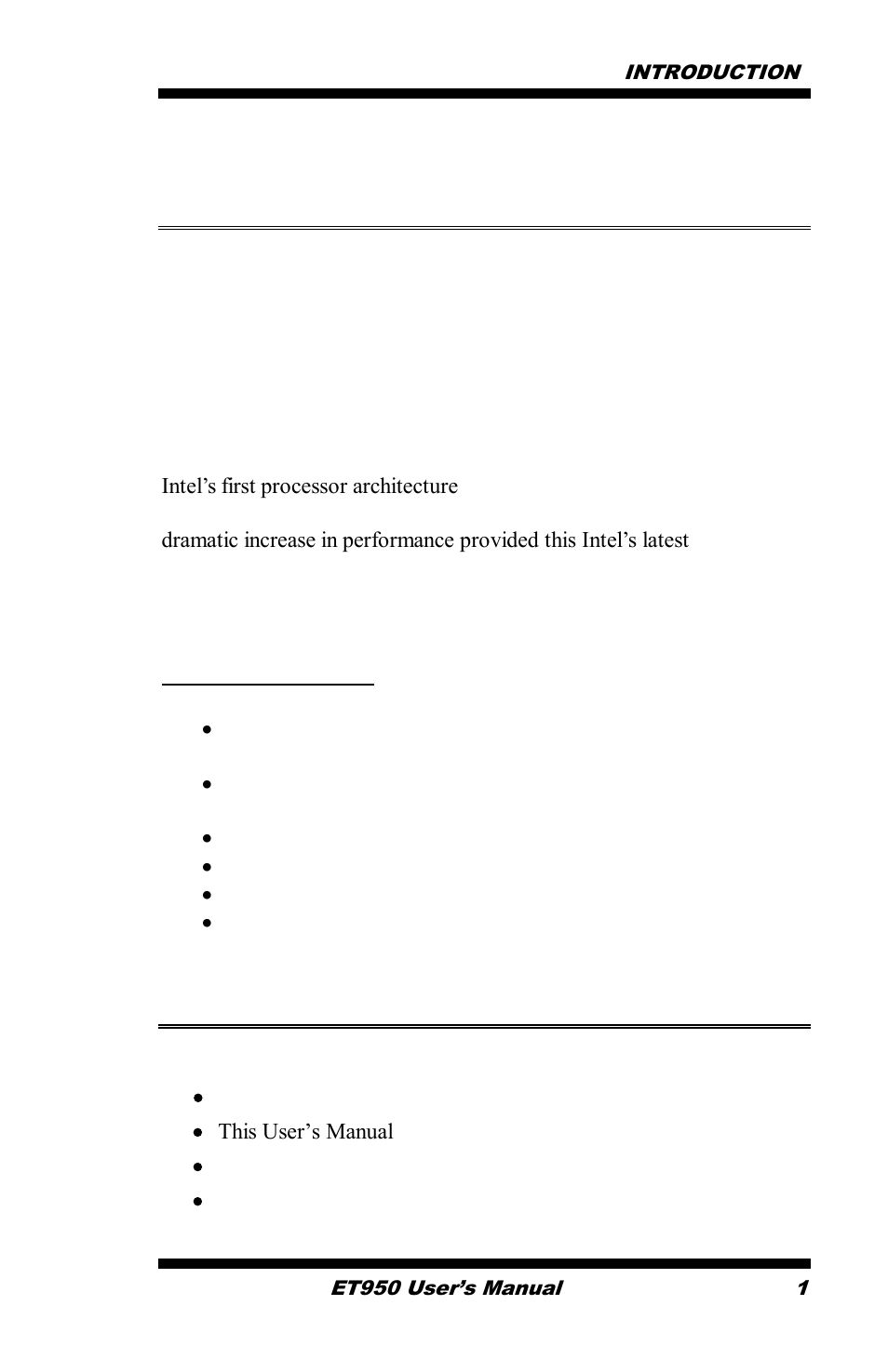 Introduction, Product description, Checklist | IBASE ET950 User Manual | Page 5 / 68